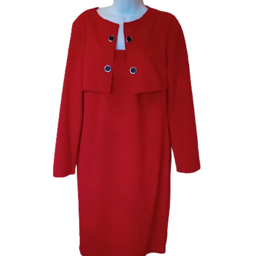 Long Sleeve Bright Red Dress Size 14